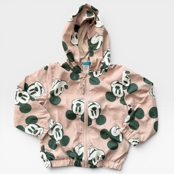 Disney Other - Disney Mickey Mouse Kids Windbreaker Hooded Jacket Full Zip 4T Graphic Print